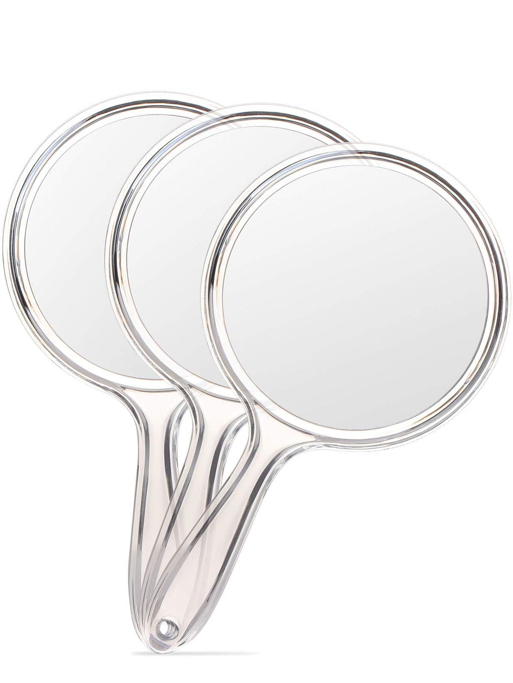 [Australia] - OMIRO Hand Mirror, Double-Sided Handheld Mirror 1X/3X Magnifying Mirror with Handle, Set of 3 (Clear) Clear 