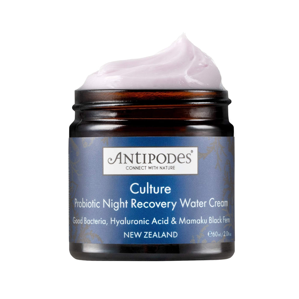 [Australia] - Antipodes Culture Probiotic Night Recovery Water Cream ‚Äì Facial Moisturiser with Hyaluronic Acid Probiotics For Calm Clear Hydrated Skin ‚Äì Dry Skin Stressed Skin ‚Äì 60ml, blue, Rose, 1 count 