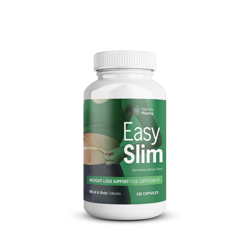 [Australia] - EasySlim Weight Loss Support for Men & Women | Glucomannan (Konjac Fibre) | Appetite Suppressant | Mind & Body Collection (1 Month Supply) 180 Count (Pack of 1) 