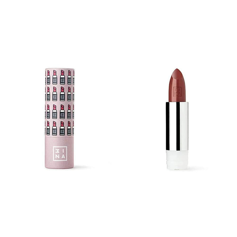 [Australia] - 3INA MAKEUP - VEGAN - CRUELTY FREE - Lip Set Lipstick Cardboard Case + Brown Longwearing Lipstick Matte - Highly pigmented and long lasting formula - Made in Europe 