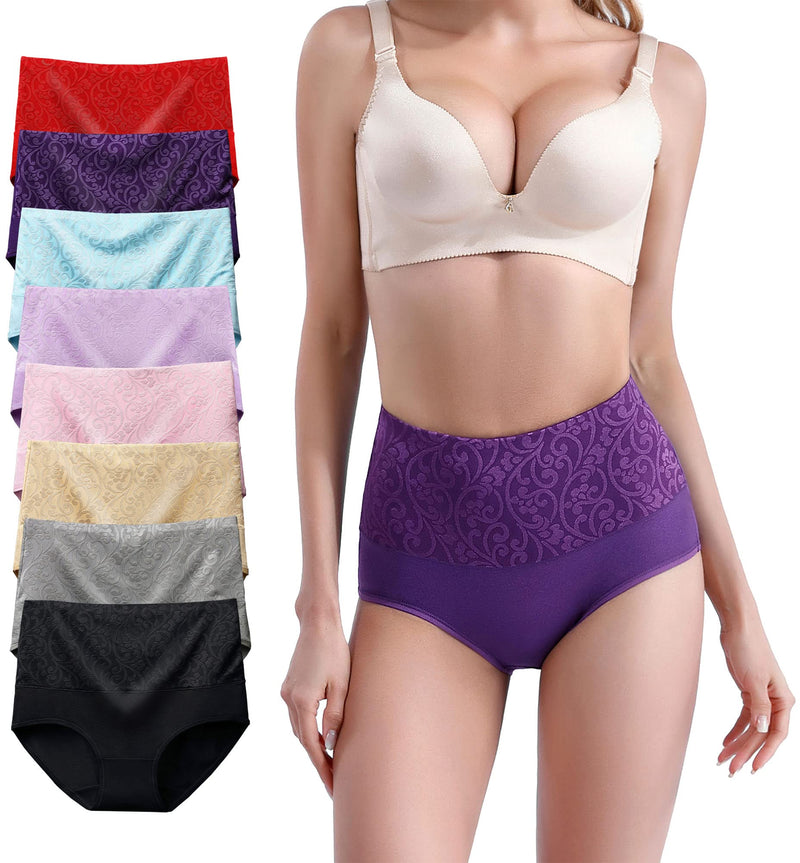 [Australia] - YOULEHE Women's High Waist Knickers Ladies Cotton Briefs Underwear Full Coverage Soft Breathable Panties Multipack 8 Pack-h01 XL 