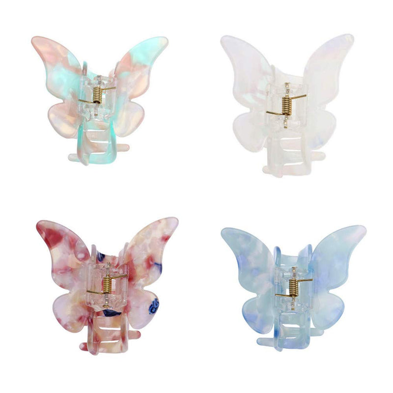 [Australia] - 4 Pcs Butterfly Hair Claw Clips Vintage Hair Clamps Non-slip Hair Claw Jaw Clips Hair Catcher Barrette Head Piece for Women Girls Fashion Accessories Headwear 