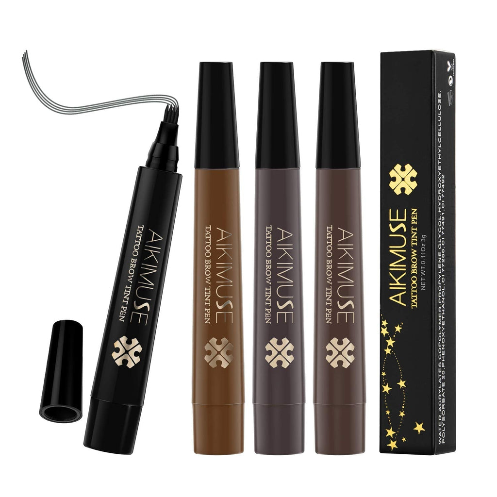 [Australia] - Microblading Tattoo Eyebrow Pen, FOXTSPORT Waterproof Ink Gel Tint Drawing Eyebrow Pencil with Four Tips, Creates Long Lasting Natural Hair-Like Defined Brows All Day(4 PCS) 