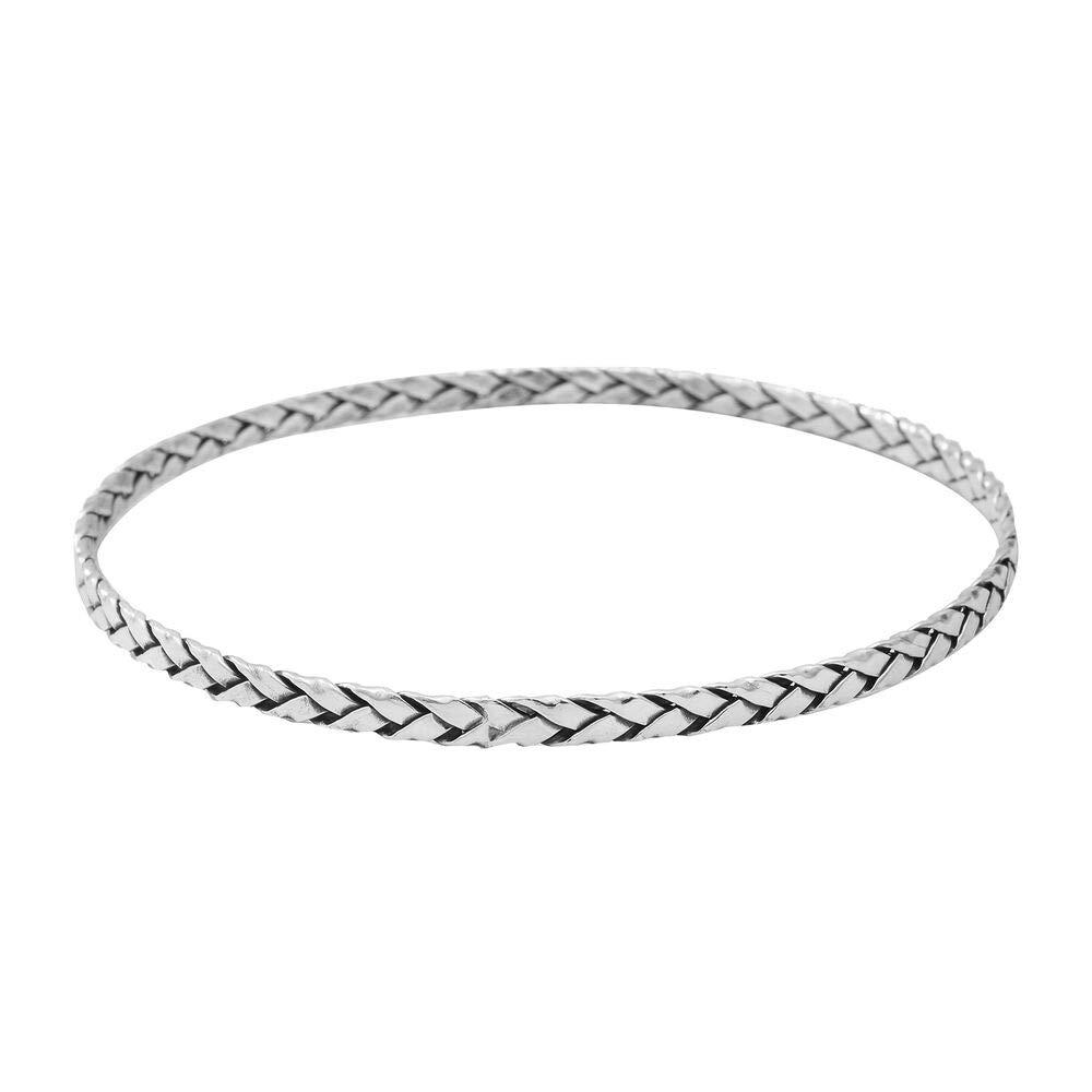 [Australia] - TJC Silver Designer Bangle for Womens Shinny 925 Sterling Stamped High Gloss Plain Solid Jewellery Gift for Wife/Girl Friend Size 8 Inches 