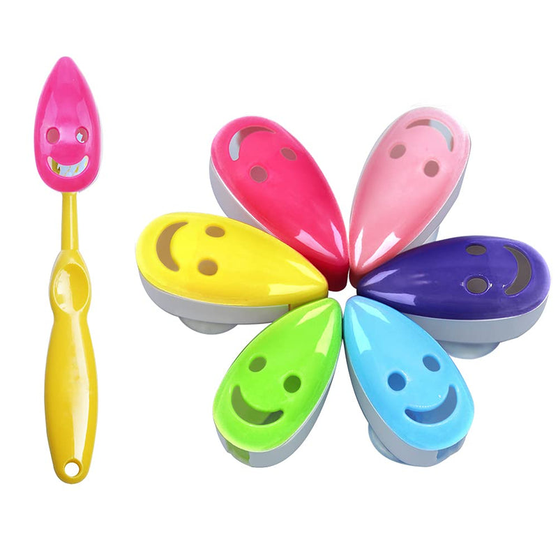 [Australia] - SYNCHAIN Toothbrush Holder Cover, 6pcs Toothbrush Head Cover Case Cap Suction Cup Portable Toothbrush Protector 6 Colors for Family, Kids, Travel 
