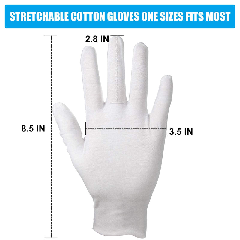 [Australia] - 4 Pair Moisturising Gloves,Cotton Gloves for Eczema & Dry Hands,Stretchable Washable White Gloves(Medium Size) 
