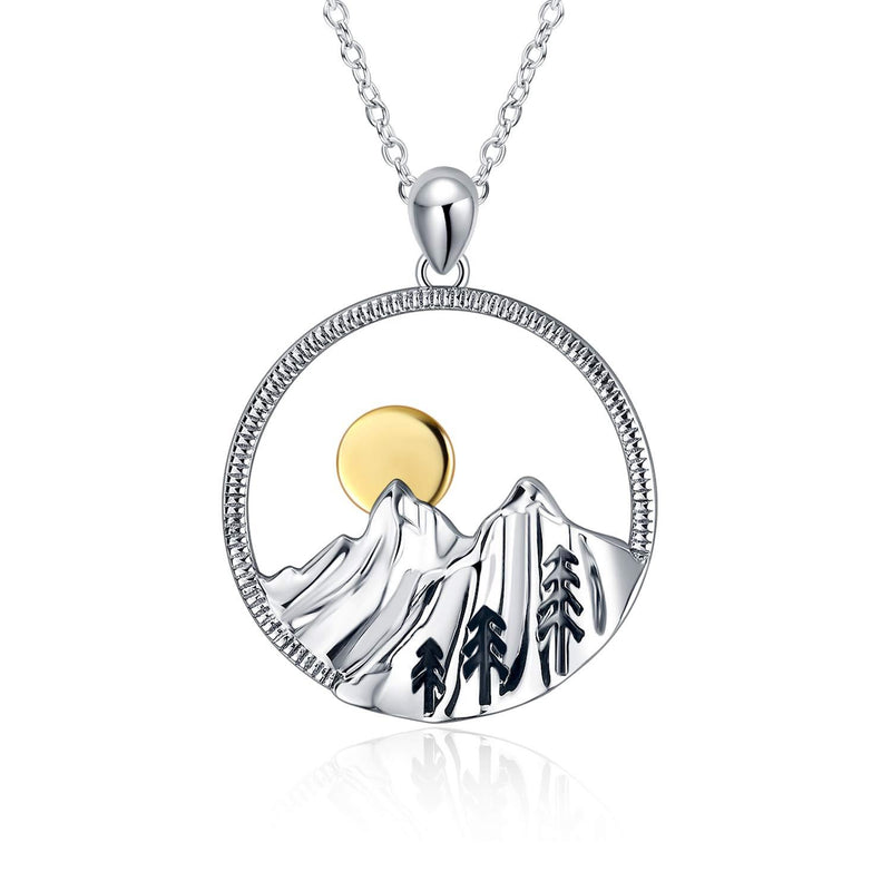 [Australia] - YAFEINI Mountain Necklace Sterling Silver Mountain Pendant Necklace Nature Jewelry Gift for Skiers, Hikers, Campers, Climbers and Nature Lovers 