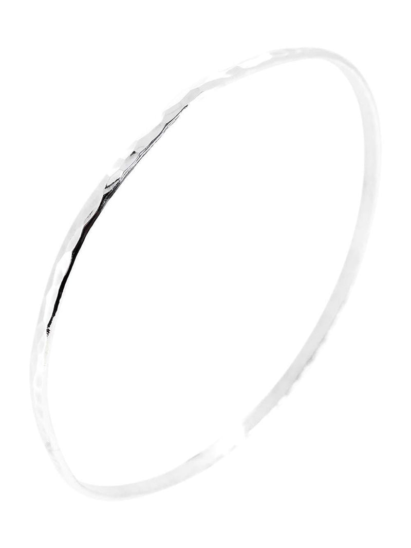 [Australia] - TreasureBay 3mm Womens 925 Sterling Silver Hammered Bangle Bracelet 