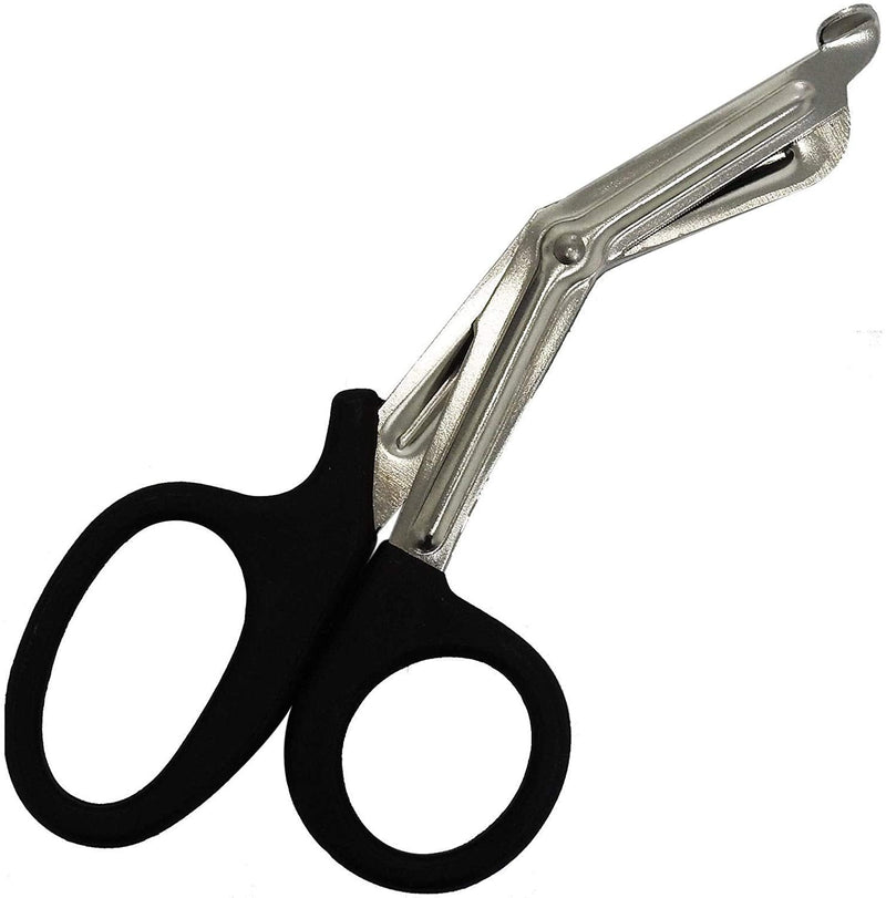 [Australia] - ABE First Aid Tuff Cut Utility Scissors 7.5'' Stainless Steel Medical Bandage Scissors EMT Shears for Emergency Supplies (Black) Black 