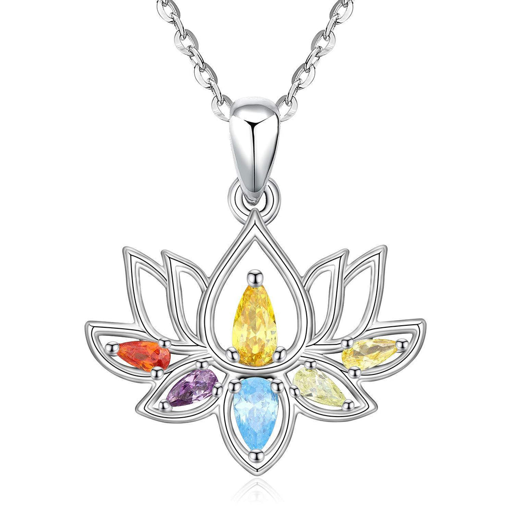[Australia] - S925 Sterling Silver Lotus Flower Necklace, Yoga Pendant Necklace, Inspirational Jewellery for Women, Allergy Free, Gifts for Mum/Girlfriend/Wife/Daughter 
