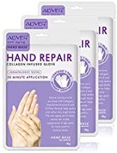 [Australia] - 3 Pairs Hands Moisturizing Gloves, Hand Skin Repair Renew Mask Infused Collagen, Vitamins + Natural Plant Extracts for Dry, Aging, Cracked Hands 