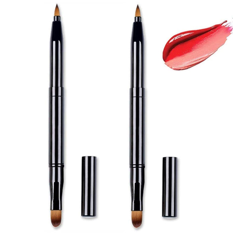 [Australia] - Lip Liner 2 Pieces Retractable Lip Brush Lip Liner Brushes Dual End Lip Concealer Brush Retractable Lipstick Eyeshadow Makeup Travel Brush Tool 