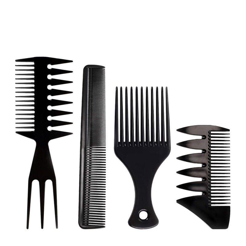 [Australia] - Mens Styling Comb Afro Hair Comb Hairdressing Comb Men Hair Care Set Salon Barber Brush Tool for Natural Curly Long Thick Hair Style,Black(4 Pcs) 
