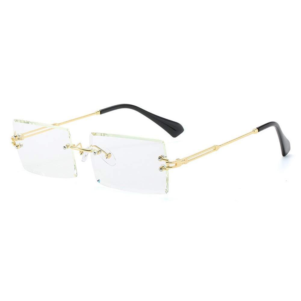 [Australia] - Vintage Rectangle Sunglasses for Women Men Fashion Retro Square Glasses Rimless Frames Lens Eyewear Ultralight UV400 Protection Transparent 