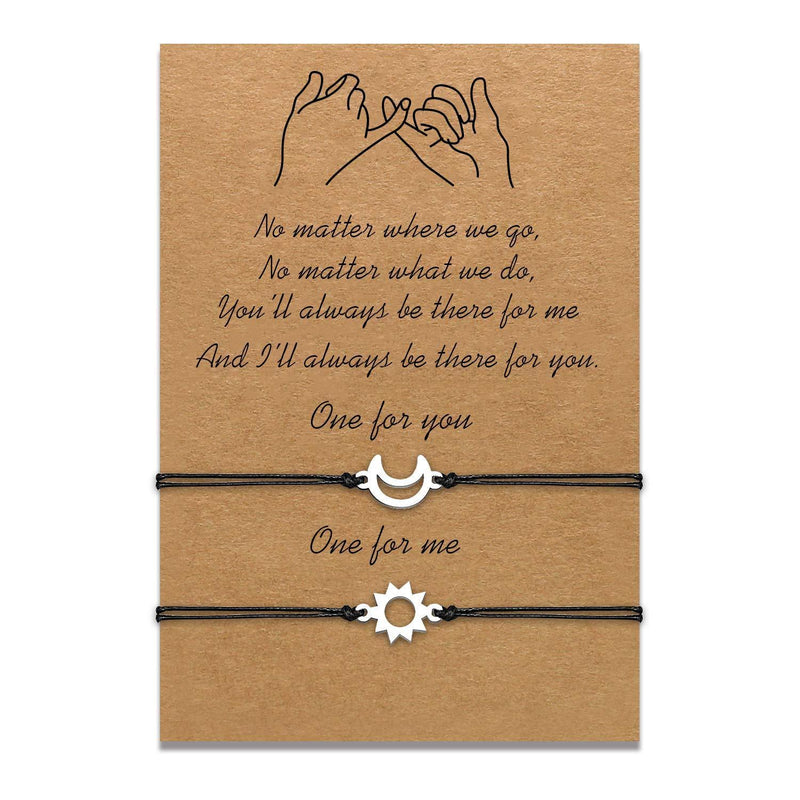 [Australia] - Sun and Moon Distance Bracelets for 2 Handmade Pinky Promise Adjustable String Bracelets Gifts for Couples Sun&Moon 