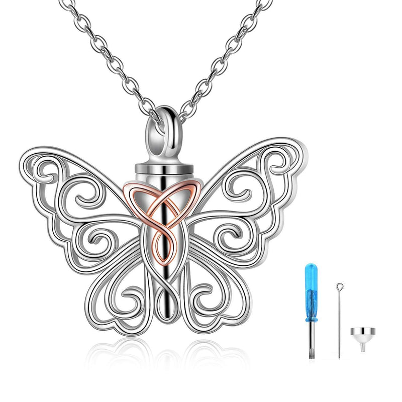 [Australia] - Butterfly Urn Necklace for Ashes 925 Sterling Silver Celtic Knot Butterfly Pendant Cremation Keepsake Necklace for Women Jewelry 