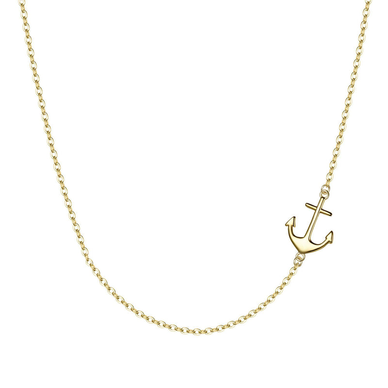 [Australia] - EVER FAITH 925 Sterling Silver Dainty Sideways Choker Necklace Adjustable Chain Jewelry Gift for Women Anchor_golden 