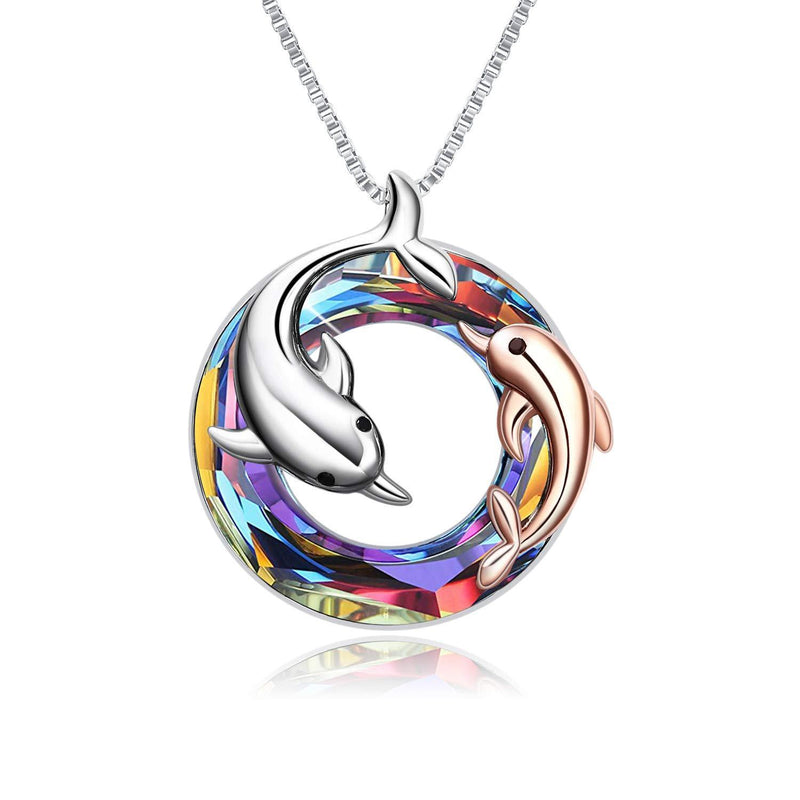 [Australia] - YAFEINI Dolphin Necklaces 925 Sterling Silver Crystal Dolphin Pendant Ocean Jewelry Necklace for Women Girls 