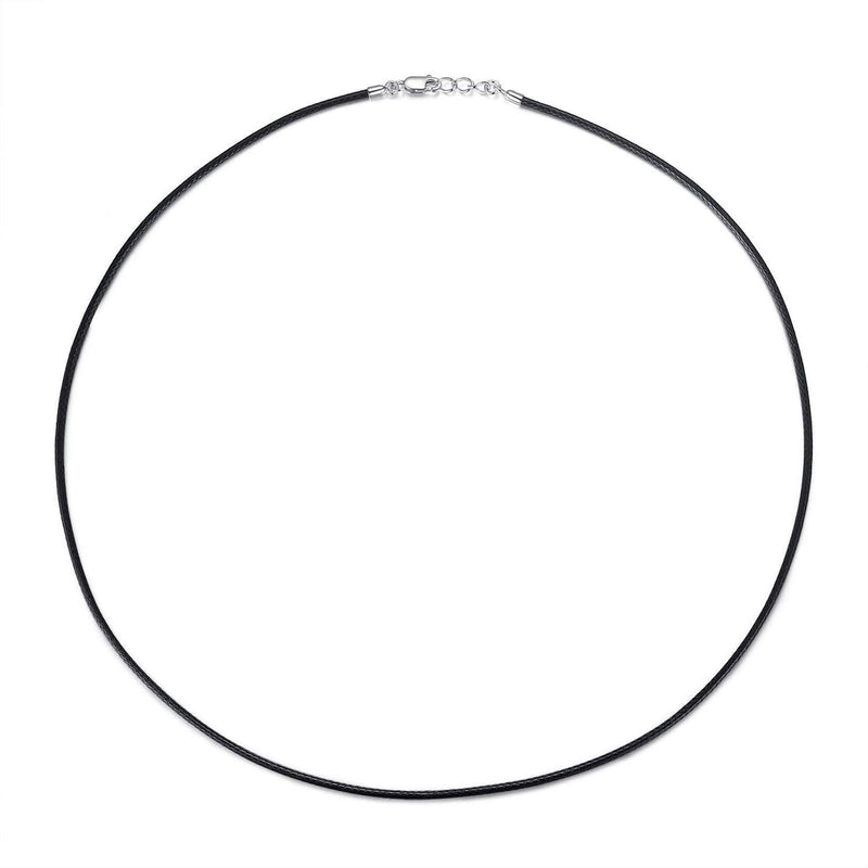 [Australia] - VIKI LYNN 1.5mm Braided Wax Cotton Cord Necklace 925 Sterling Silver Lobster Clasp for Women Men Black 