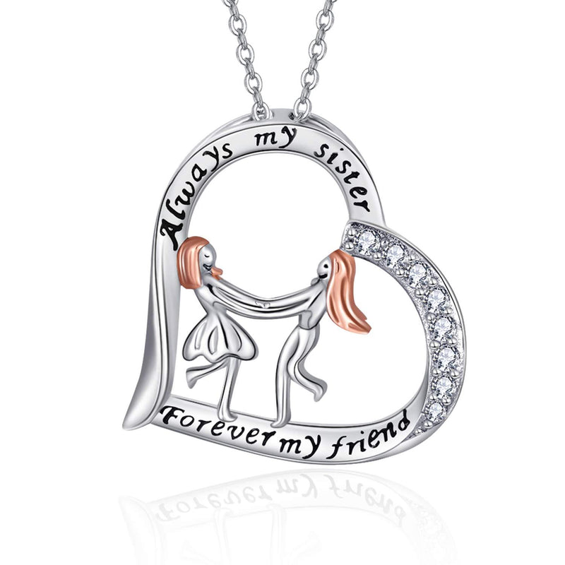 [Australia] - Heart Necklaces for Women 925 Sterling Silver Mother and daughter I Love You Forever Sister Necklace Pendant Jewellery Gift for Mother Wife Girlfriend sister for 2 