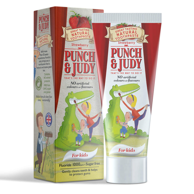 [Australia] - Punch & Judy Kids Natural Toothpaste, Strawberry Flavour, 6+ Months, Natural Ingredients, Fluoride, Sugar Free 50ml (Pack of 1) 79 g (Pack of 1) 