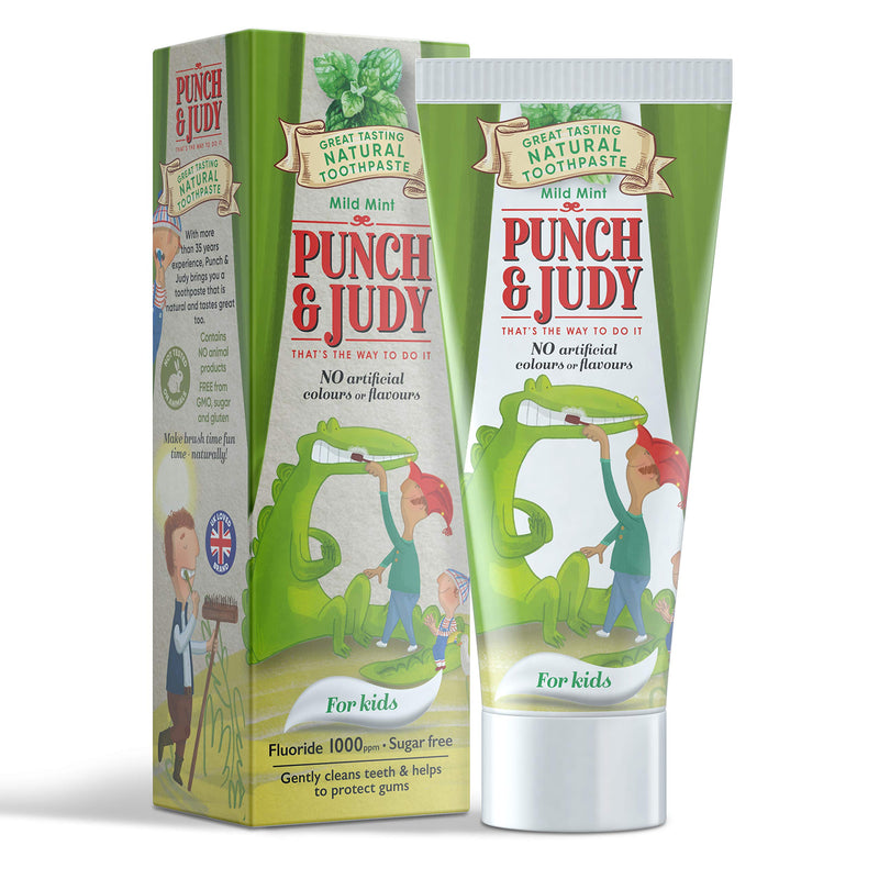[Australia] - Punch & Judy Kids Natural Toothpaste, Mild Mint Flavour, 6+ Months, Natural Ingredients, Fluoride, Sugar Free 50ml (Pack of 1) 50 ml (Pack of 1) 