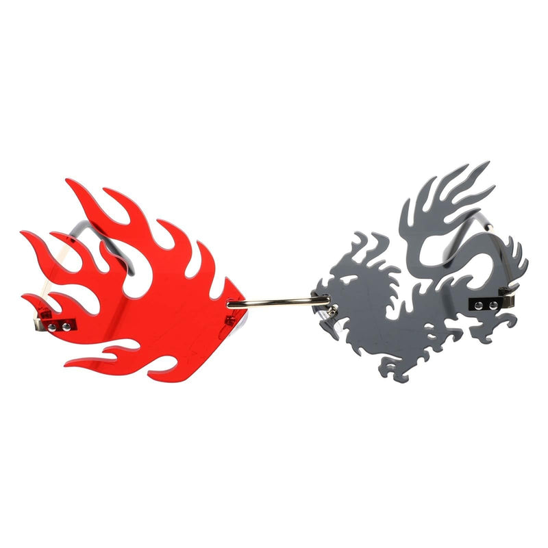 [Australia] - VALICLUD Sunglasses for Women Irregular Shaped Sunglasses Rimless Dragon Flame Glasses Tinted Lens Style 1 