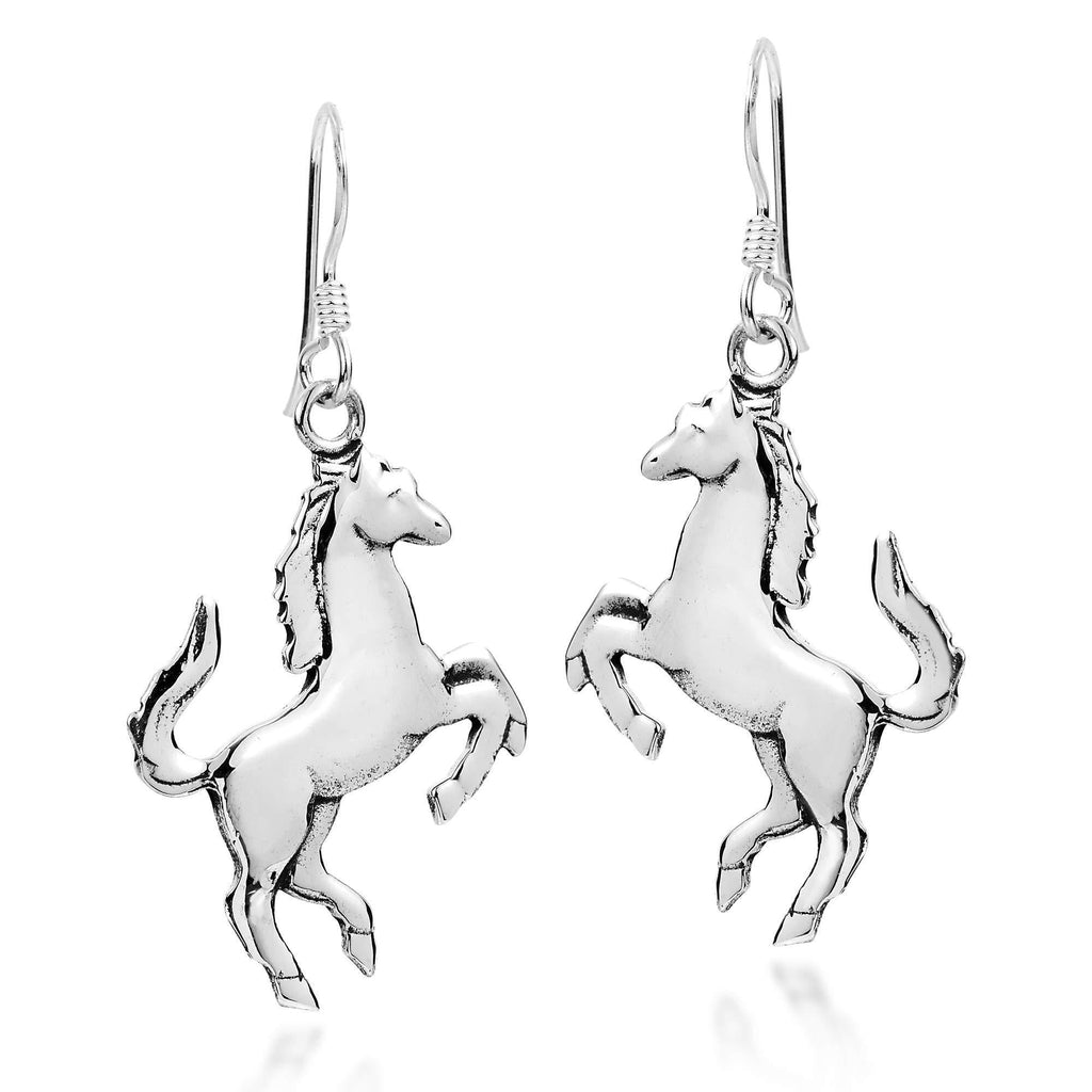 [Australia] - Prancing Equine Horse .925 Sterling Silver Dangle Earrings 