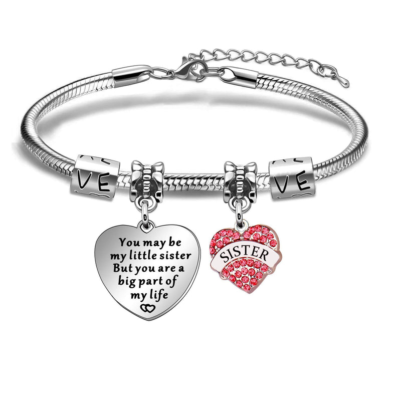 [Australia] - Little Sister Gifts Sister Bracelet Jewellery for Girl Women- You May Be My Little Sister But You Are a Big Part of My Life 