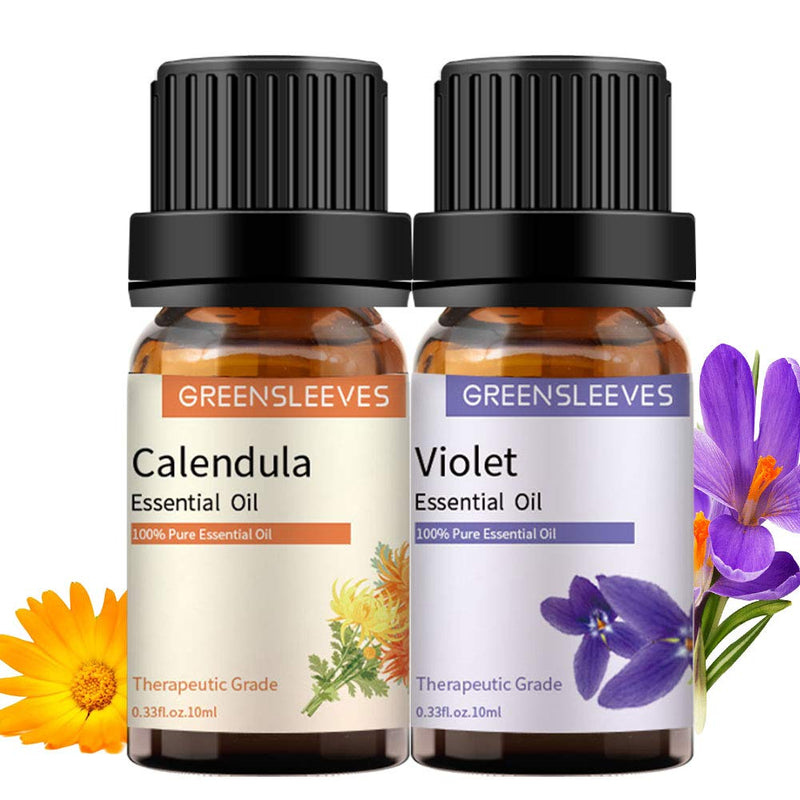 [Australia] - Violet Calendula Essential Oil Set, 100% Pure Aromatherapy Oils for Diffuser, Humidifier- 2 x 10ml Violet + Calendula 