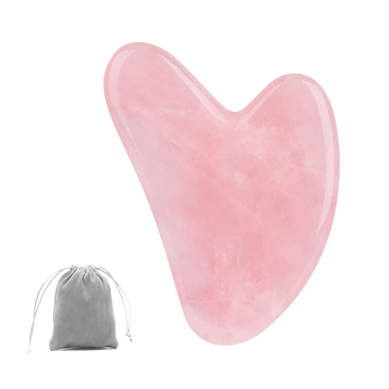 [Australia] - Bounabay Rose Quartz Gua Sha Massage Tool with Gift Bag, Top Sheerness Natural Jade Massage Stone for Facial Body Skincare, SPA Acupuncture Therapy Trigger Point Treatment Caring Pink Heart Shape 
