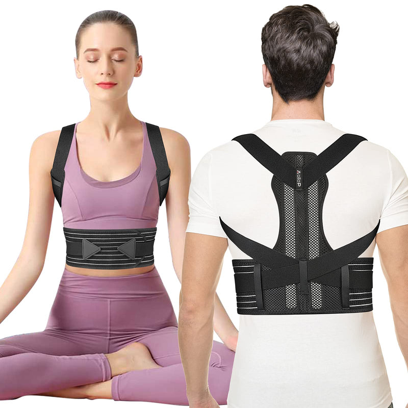 [Australia] - Aollop Posture Corrector Women and Men Spine Back Support Adjustable Back Brace for Improving Posture Providing Pain Relief from Neck Back Shoulder ( Waist 27'- 51') 