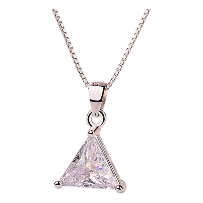 [Australia] - Ladies Zircon Crystal Pendant Necklace with 45cm Silver Box Chain. Woman's Valentine Gift in A Quality Jewellery Box 