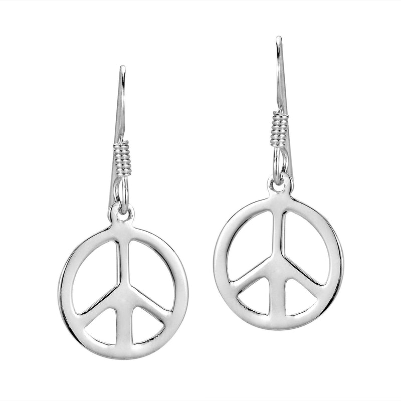 [Australia] - Charming and Vintage 13 mm Peace Symbol .925 Sterling Silver Dangle Earrings 