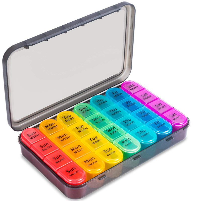 [Australia] - Betife Pill Box 4 Times a Day, Weekly Pill Box Organisers, Pill Organiser 7 Day 4 Times, Pill Dispenser 7 Day 4 Compartments, Tablet Box with 28 Copartments for Medication, Vitamins and Supplements 
