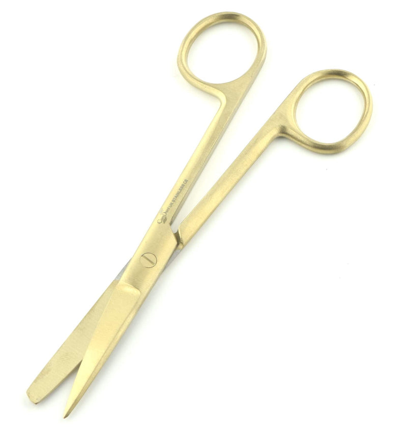 [Australia] - Dressing Scissors First aid Vet All-Purpose Scissors Sharp/Blunt 5"Stainless Steel Autoclavable Plasma Coated in 4 Colors (Gold Coated) Gold Coated 