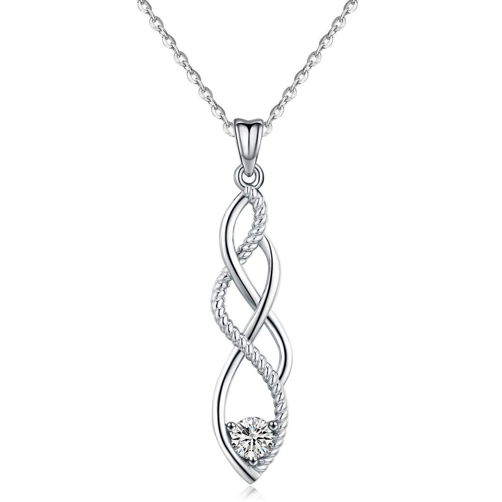 [Australia] - Celtic Knot Women Necklace 925 Sterling Silver, Good Luck Irish Celtic Knot Pendant Jewelry with Shiny Zircon, Hypoallergenic Fashion Love Knot Infinity Twist Necklace Jewelry Gift for Women Girls 