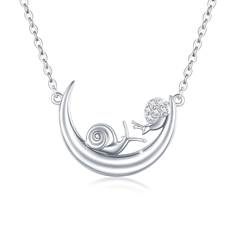 [Australia] - Moon Necklace for Women 925 Sterling Silver Lovely Snail Pendant Jewelry Gift for Women Mother Daughter 