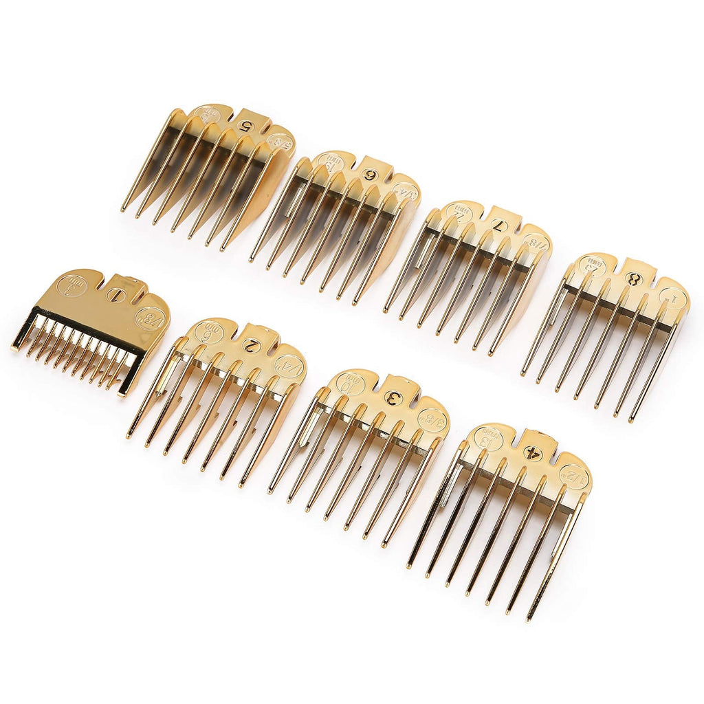 [Australia] - 8pcs Haircut Limit Comb, Hair Clipper Guide Comb, Guide Attachment Size, Positioning Comb Replacement Guide Comb Set Cutting Guide Comb for Hair Clipper Gold 