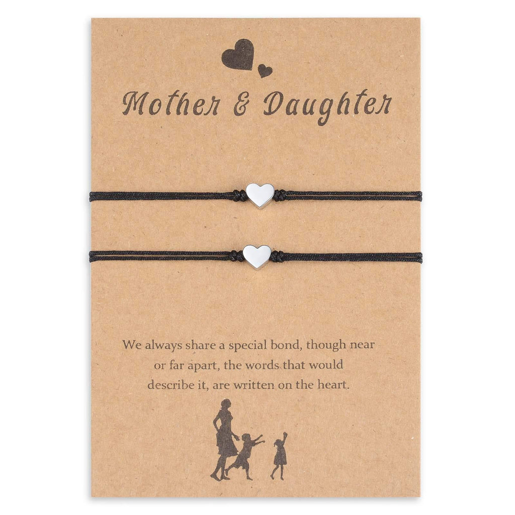[Australia] - BOCHOI Mother Daughter Bracelet Set Back to School Gifts Mom Mommy and Me Cutout Heart Matching Wish Bracelet for 2/3 Jewelry for Mother and Daughter 2PCS 