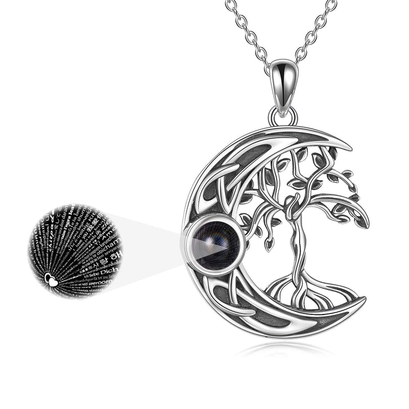 [Australia] - YAFEINI Tree of Life Necklace Sterling Silver I Love You 100 Languages Necklace Tree of Life Pendant Jewelry for Women Gifts 