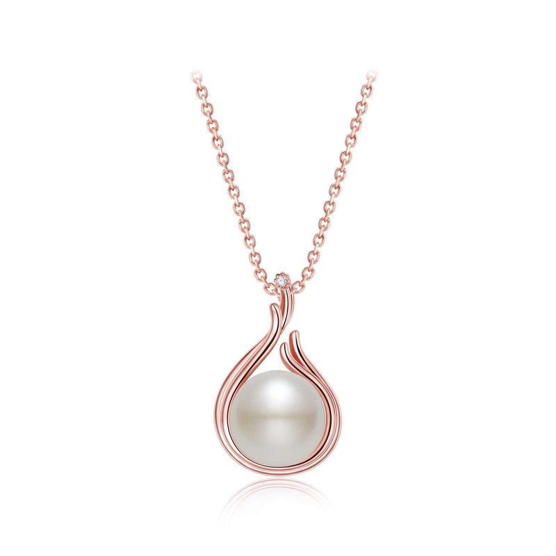 [Australia] - Freshwater Pearl Pendant Necklace for Women 925 Sterling Silver Single Pearl Necklace Rose Gold Pearl Jewelry Choker 10-11mm Jewellery Gifts for Women Girlfriend Anniversary Birthday Mother's Day 