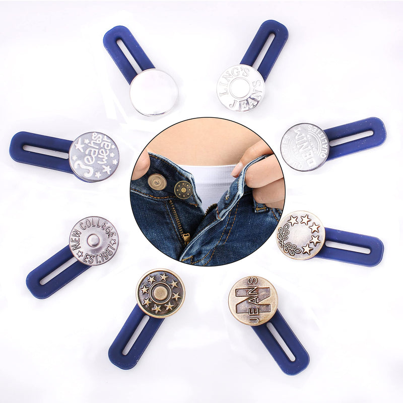 [Australia] - AXEN 8 Pieces Button Waist Extender, Elastic Stainless Steel Extender for Denim Jeans Trousers Pants Shirts Collars, Add 1.4 inch BE-04 
