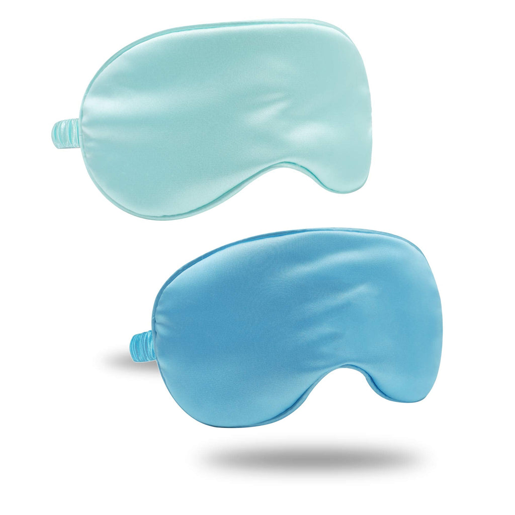 [Australia] - ZLYC Silk Satin Sleep Mask with Elastic Strap Travel Eye Sleeping Blindfold for Women Men (Light Blue, Mint Blue) Light Blue, Mint Blue 