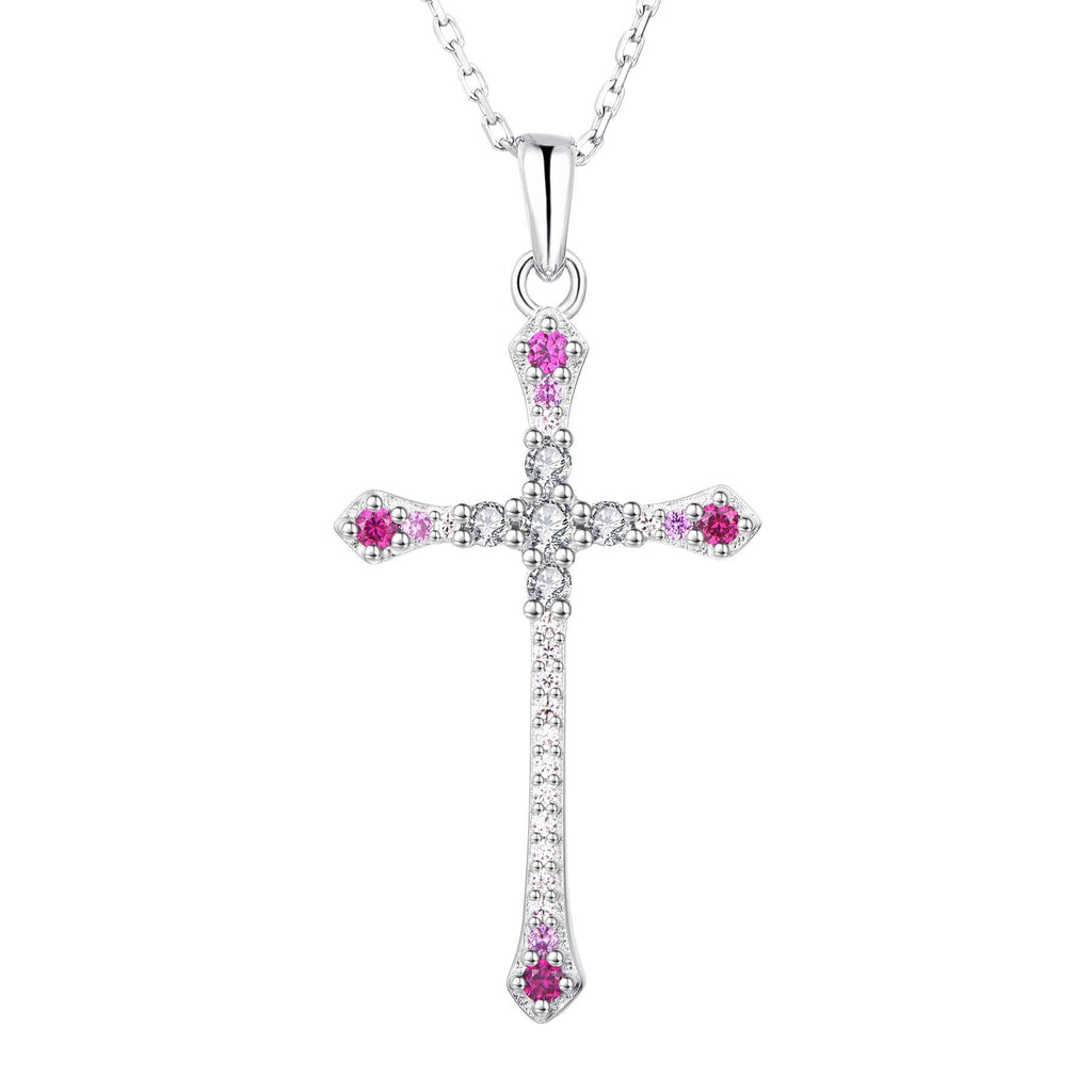 [Australia] - JO WISDOM Women Necklace,925 Sterling Silver AAA Cubic Zirconia Cross Crucifix Celtic Pendant Necklace,Jewellry for Women 2-tone Color 