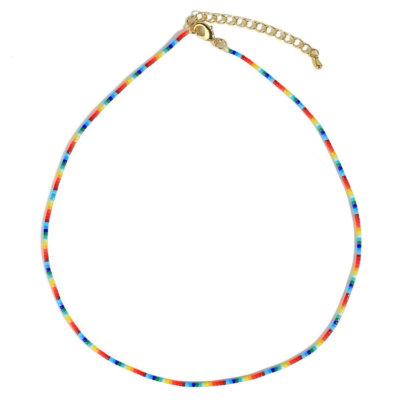 [Australia] - C·QUAN CHI Colorful Miyuki Beads Choker Necklace Handmade Friendship Necklace for Women Ajustable Chain Necklace 