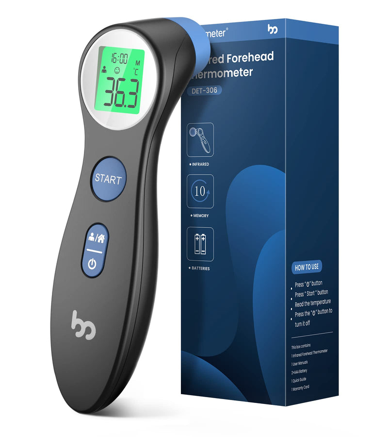 [Australia] - Femometer Forehead Thermometer for Adults Kids, Non Contact Infrared Thermometer, Digital Baby Thermometers Body Temperature Thermometer (Black) Black 