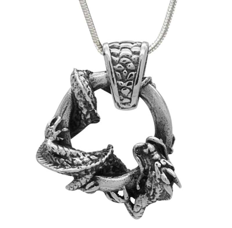 [Australia] - TreasureBay Circular 925 Silver Dragon Pendant on Chain For Men and Women 