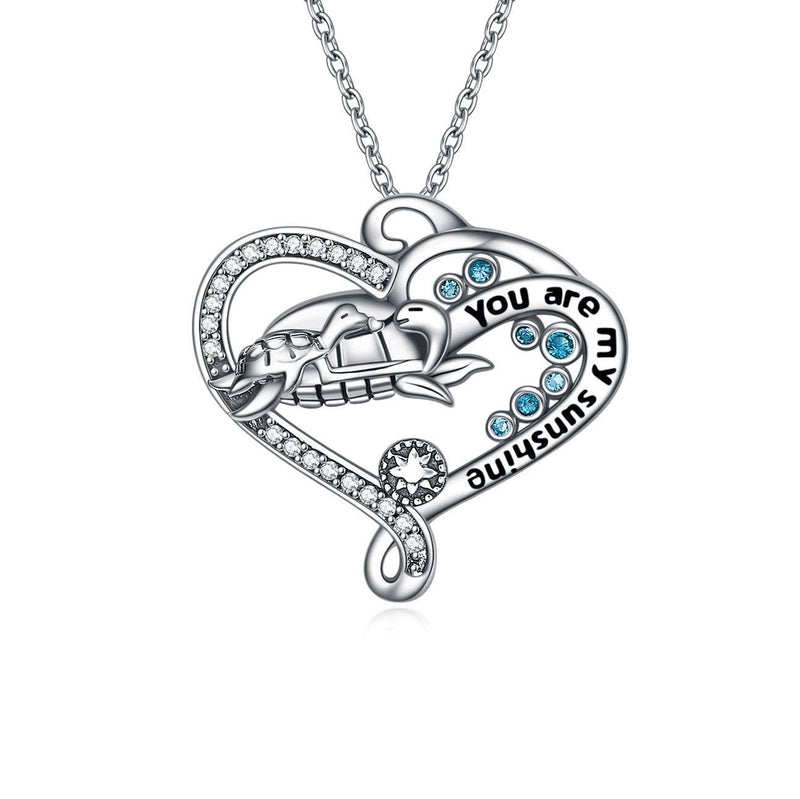 [Australia] - Ocean Theme Pendant Sterling Silver Sea Turtles Jewellery for Women Turtle Necklaces gifts for mom and daughter 