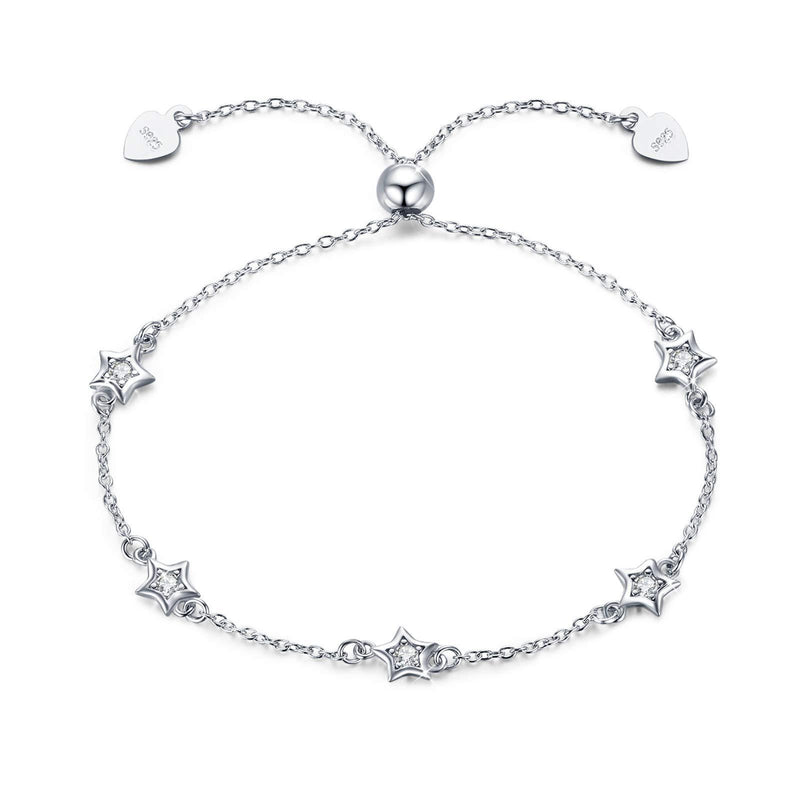 [Australia] - Stars Bracelet for Women 925 Sterling Silver Adjustable Stars Bracelet Jewelry Gift for Women Girls 